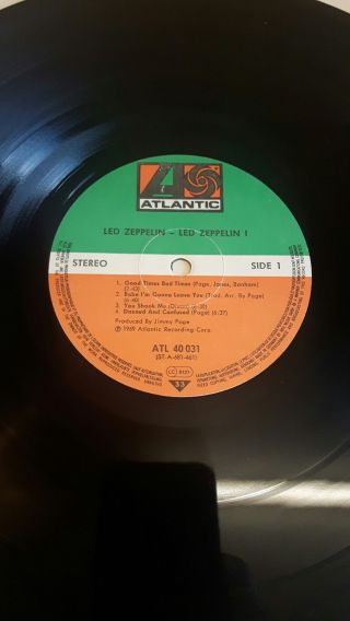 Led Zeppelin I Vinyl LP Atlantic Records ATL40031 1969 German Press 4