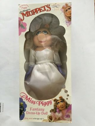 Miss Piggy Wedding Day Fantasy Dress Up Doll 1989 Vintage Collectible Aprox 12”