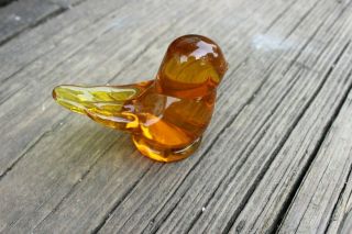Titan Art Glass - Golden Canary Signed And Dated Glass Bird -