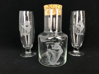Vintage 1970s Starkist Charlie The Tuna Sales Award Promo Decanter Carafe Glass