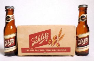 P115.  Vintage: Schlitz Beer Salt And Pepper Shakers W/ (1952)