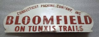 Old Tin Enamel Painted License Plate Topper Sign Advertising Ct Packing Co