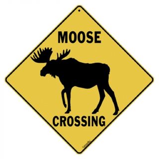 Moose Crossing Sign 12x12 Metal Wildlife Silhouette