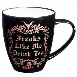 Alchemy Gothic Freaks Like Me Drink Tea Rose Gold Black Coffee Mug Cup 400ml 2