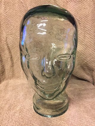 Vintage Clear Green Glass Mannequin Head (life Size) Hat,  Wig,  Scarf Display.