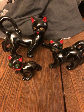 Vintage Black Cat Red Ware - Three Black Cats