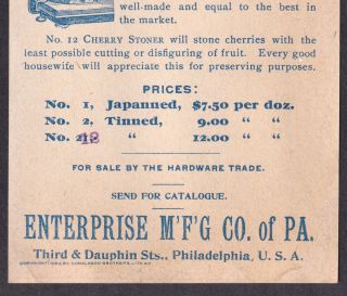 Chicago Worlds Fair 1893 Mines Building Antique Enterprise Cherry Stoner Ad Card 8