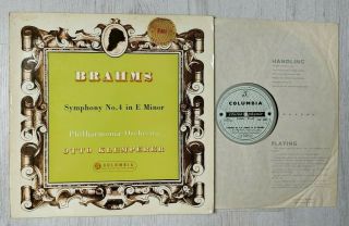 Columbia Sax 2350 Ed1 B/s Brahms Symphony No 4 Klemperer