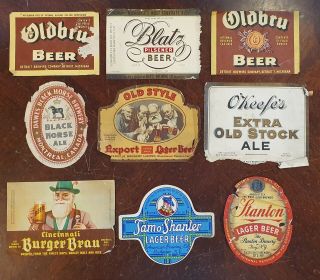 9 X Vintage Usa & Canadian Beer Labels Very Rare