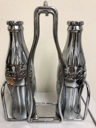 Vintage Coca Cola Salt And Pepper Shakers With Caddy