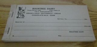 1940s Rountree Dairy Milk Suffolk Virginia Receipt Book
