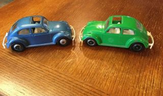 Vintage - - Hubley - - Metal Blue And Green Volkswagen Bugs