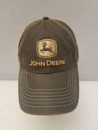 John Deere Brown Canvas & Embroidered Logo Cap 100 Cotton