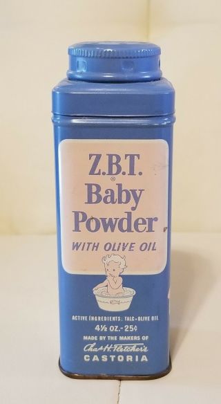 Vintage Z.  B.  T.  Baby Powder Tin Castoria Talc Metal Collectible