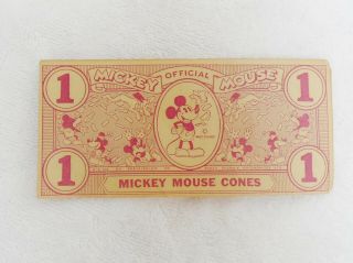 1930s Mickey Mouse Ice Cream Cones - Play Money Premium - 1 Dollar Bill