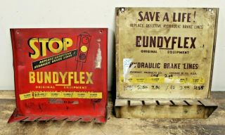 2 Vintage Bundyflex Brake Lines Display Rack Sign Gas Station Garage Sign