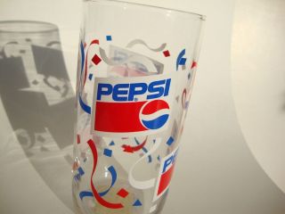 Pepsi Cola Soda Glass W/ Label Classic Party Style Design Collectible Retro Art