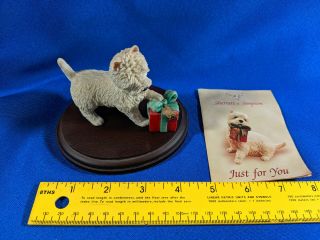 Sherratt & Simpson Westie Dog Figure Wood Stand Dog W/present Just For You Vtg
