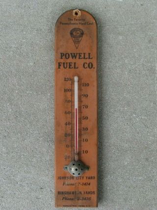 Vtg Powell Fuel Co.  Thermometer W/d & H Lackawanna Anthracite Railroad Coal Logo