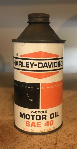 Vintage Harley - Davidson 2 - Cycle Motor Oil Pint Cone Top Can