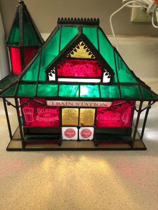 Franklin Coke Coca Cola Stained Glass - Train Station - Light Up House 1997