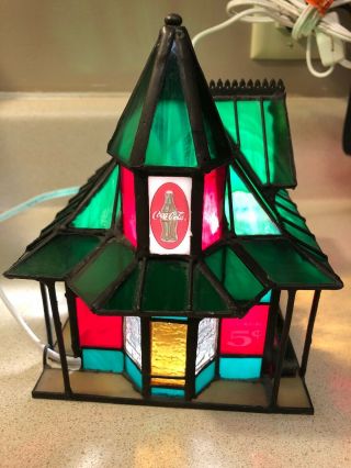 Franklin Coke COCA COLA STAINED GLASS - TRAIN STATION - Light Up House 1997 2