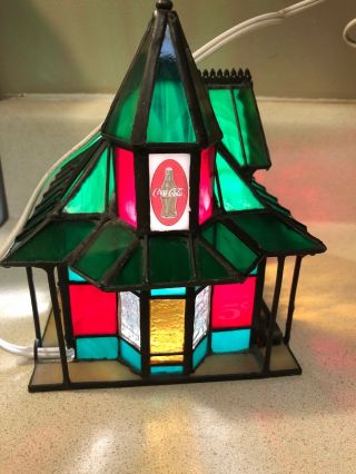 Franklin Coke COCA COLA STAINED GLASS - TRAIN STATION - Light Up House 1997 5