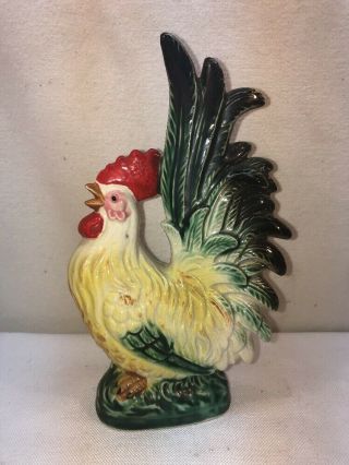 Vtg 1940 - 50’s Japan Pottery Art Colorful Rooster Chicken Country Farm Figurine