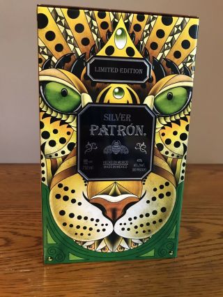 Patron Silver Limited Edition Storage Tin Cheetah - Peacock Design Rare
