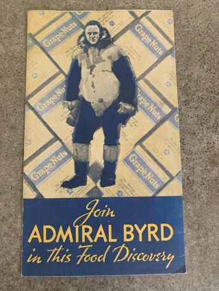 Vintage Admiral Byrd Grape Nuts Recipe Advertising Booklet
