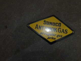 Porcelain Sign Sunoco Anty - Nok Gas Enamel Sign Size 8 " X 5 " Inches