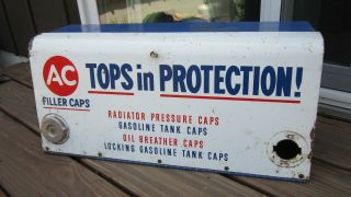 Vintage 1961 Ac Radiator Caps Counter Top Display Cabinet Sign Gas Oil