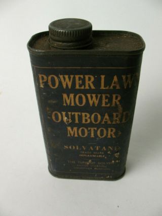 Antique Vintage Power Lawnmower Outboard Motor Solvatane Advertising Can