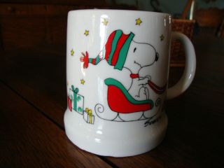 Vintage Snoopy Peanuts Woodstock Merry Christmas 1976 Mug