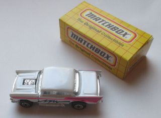 Vintage Matchbox Car 4 57 Chevy White Die Cast Metal 1995 Hood Lifts Up