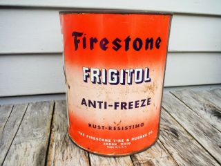 Vintage 1 Gallon Firestone Frigtol Anti Freeze Can Motor Oil Can Neat Nr
