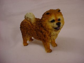 Chow Chow Dog Hand Painted Figurine Resin Statue Collectible Red Brown Puppy