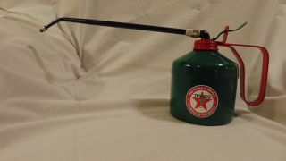 Texaco Vintage Big Pump Oil Can Gasoline Station Gas Long Spout Red Star Large