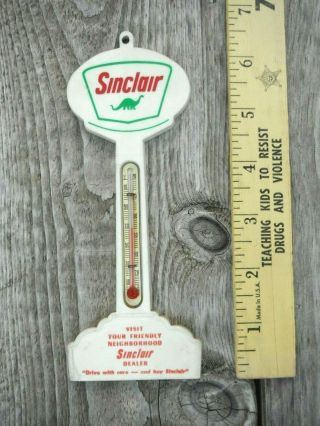 Cond With Good Glass Element Sinclair Plastic Pole Thermometer Dinosaur