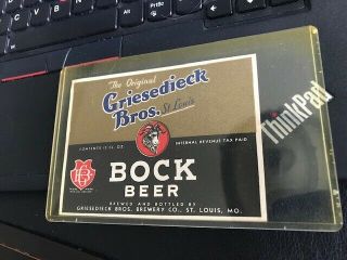 Griesedieck Bros Bock Beer Goat Bottle Label St Louis,  Mo Missouri 1940 