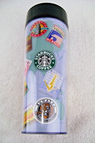 Vtg Starbucks Travel Mug Cup Tumbler 1996 Coffee Stamps Blends Thermo Serv 16oz