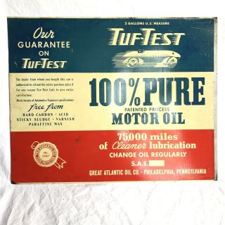 Vintage Great Atlantic Oil Co Sign Tuf - Test Philadelphia,  Pennsylvania