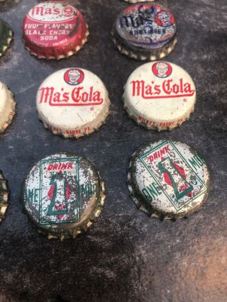 MA’S Cola CORK Soda BOTTLE CAP WILKES BARRE PA ROOT BEER ONE MOR SIGN CAPS VTG 3