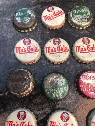 MA’S Cola CORK Soda BOTTLE CAP WILKES BARRE PA ROOT BEER ONE MOR SIGN CAPS VTG 6