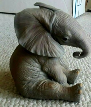Vintage Lenox Fine Porcelain African Elephant Calf Smithsonian Hand Painted1991