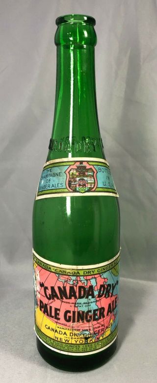 Canada Dry Pale Ginger Ale Embossed Soda Bottle Paper Label Vintage