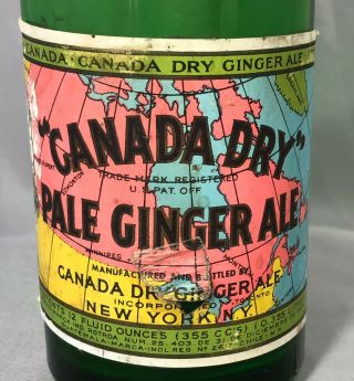 CANADA DRY PALE GINGER ALE Embossed Soda Bottle PAPER LABEL VINTAGE 2