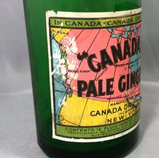 CANADA DRY PALE GINGER ALE Embossed Soda Bottle PAPER LABEL VINTAGE 4