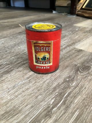 Folger ' s Coffee Tin with Puzzle Promo with Coffee 2