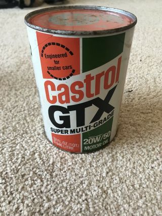 Castrol Gtx Multi Grade Motor Oil 20w/50 Cardboard Can Vintage Unopen